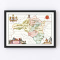 Vintage Map of Radnorshire 1665
