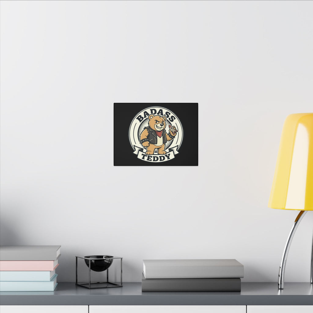 Badass Teddy Canvas Wall Art — Edgy Teddy Bear Stretched Matte Print