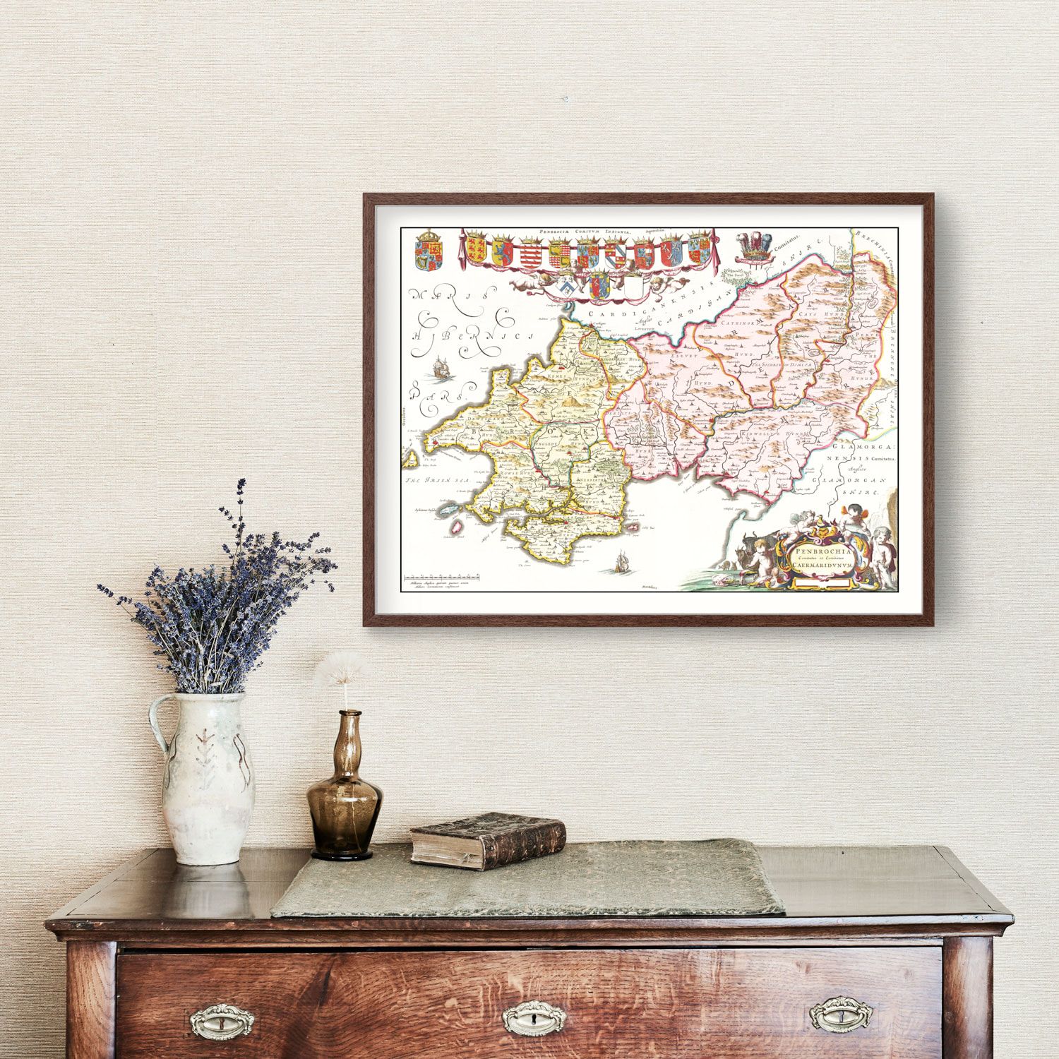 Vintage Map of Pembrokeshire 1665