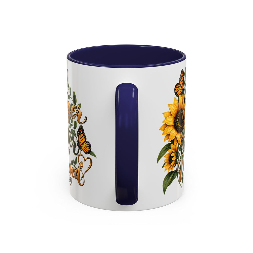 Inspirational Sunflower Coffee Mug — "You Are Stronger, Brighter, More Loved" Accent Mug