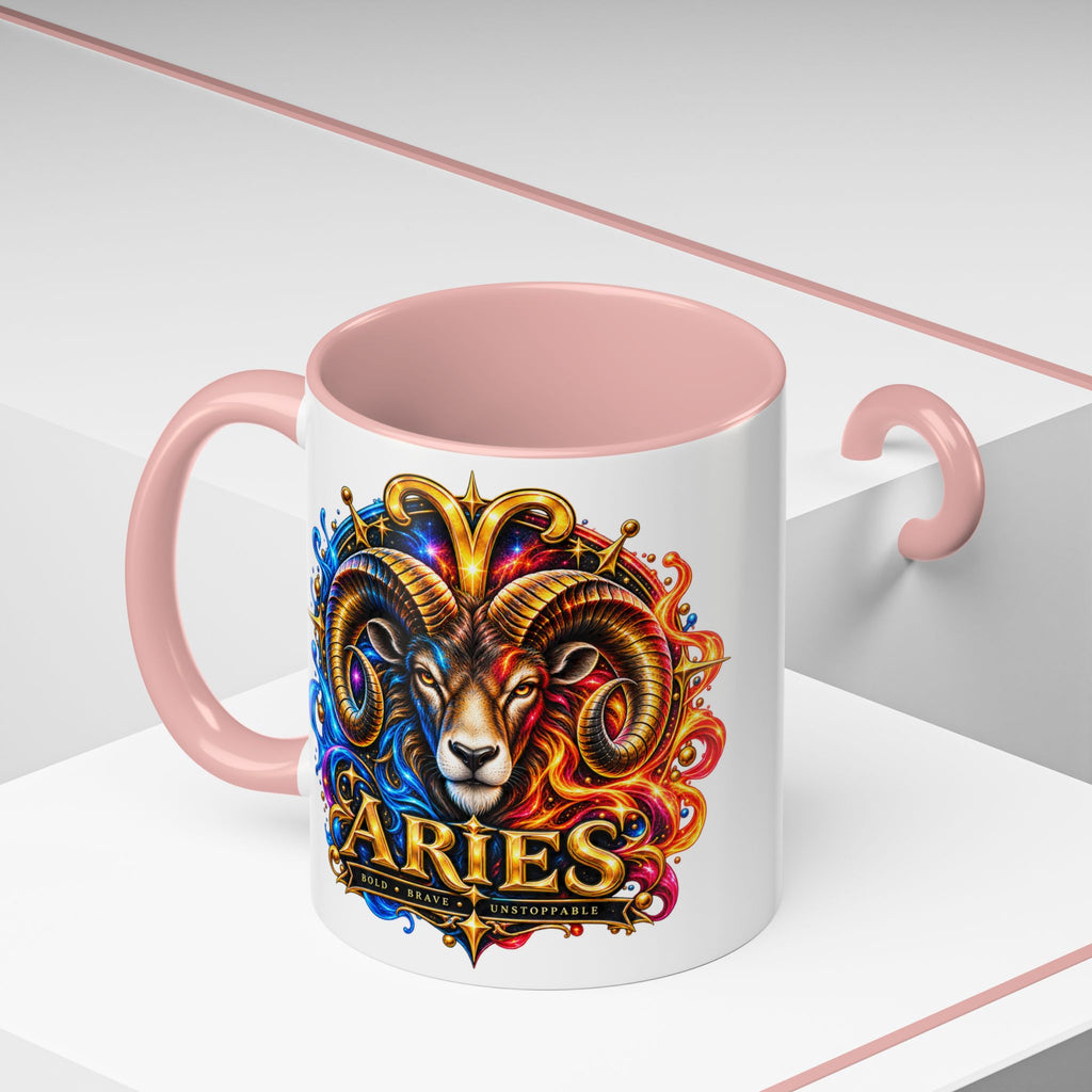 Aries Zodiac Coffee Mug — Colorful Ram Astrology Accent Mug (11/15oz)