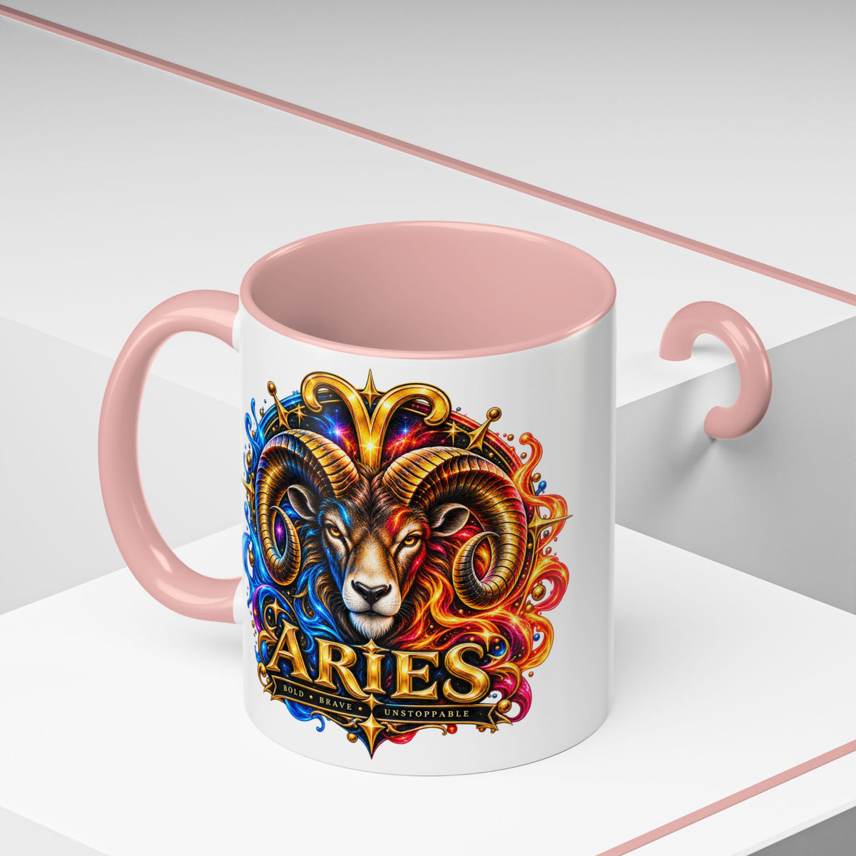 Aries Zodiac Coffee Mug — Colorful Ram Astrology Accent Mug (11/15oz)