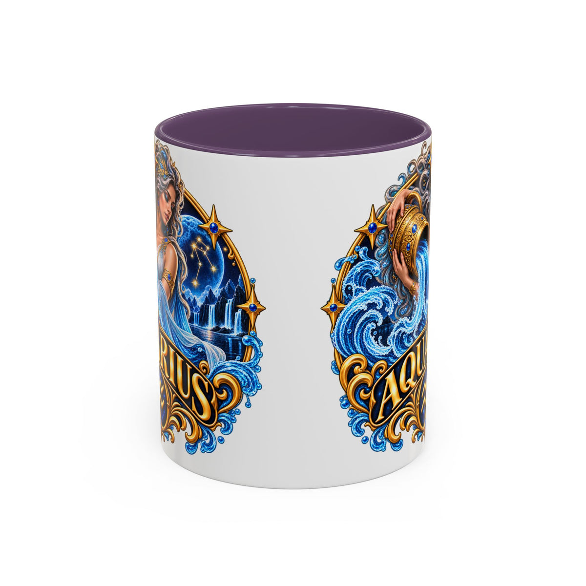 Aquarius Zodiac Coffee Mug — Illustrated Water Bearer Astrology Gift (11/15oz)