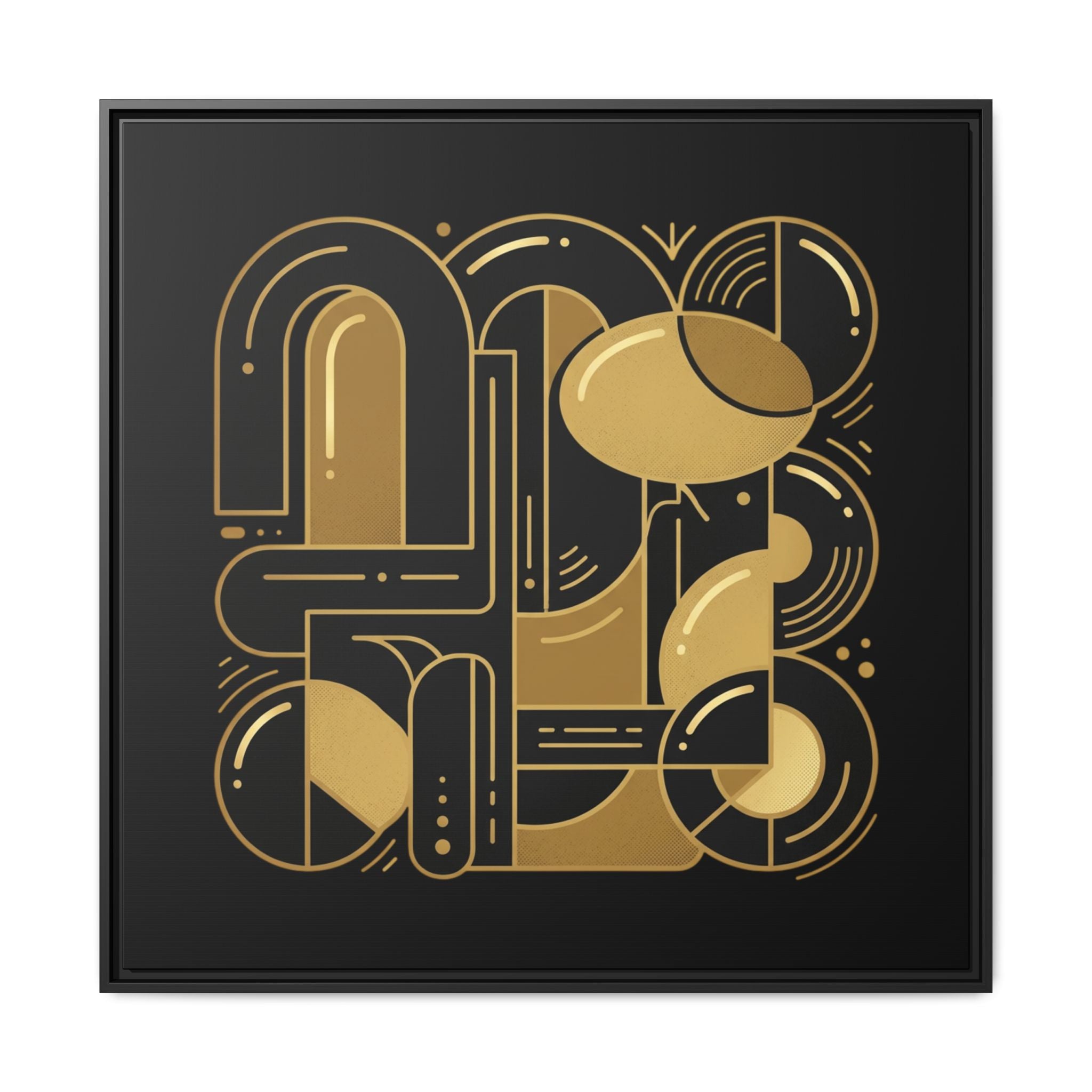 Gold Geometric Art Print — Framed Matte Canvas