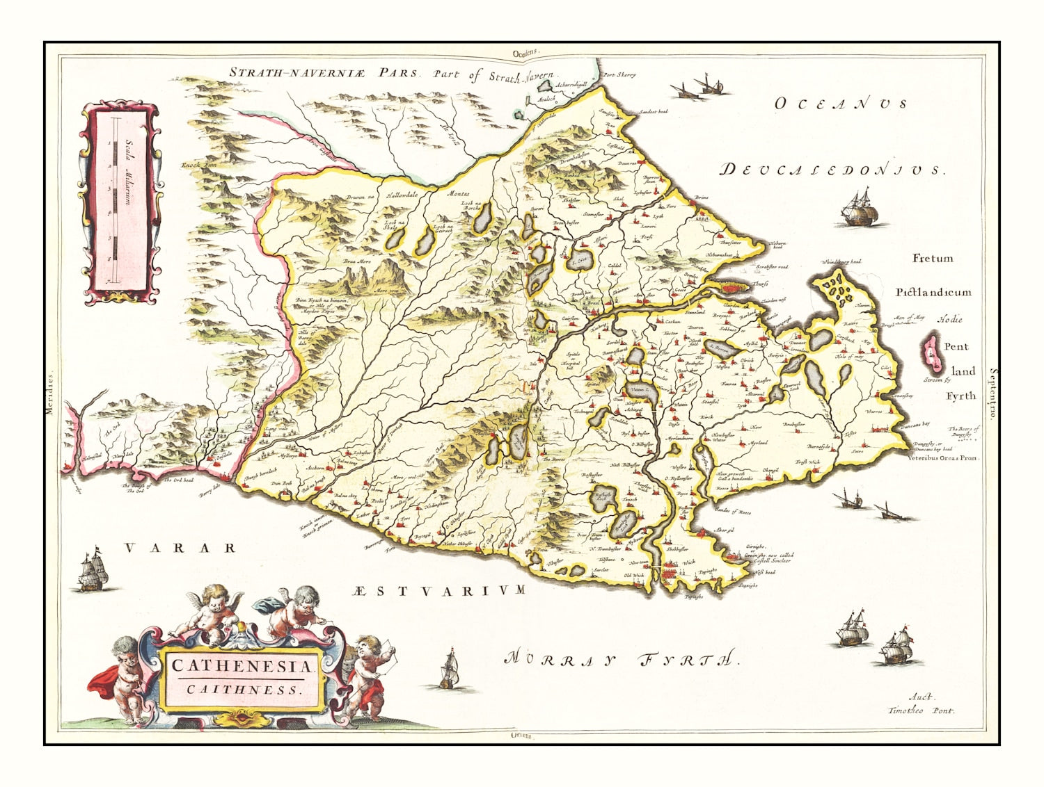 Vintage Map of Caithness, Scotland 1665