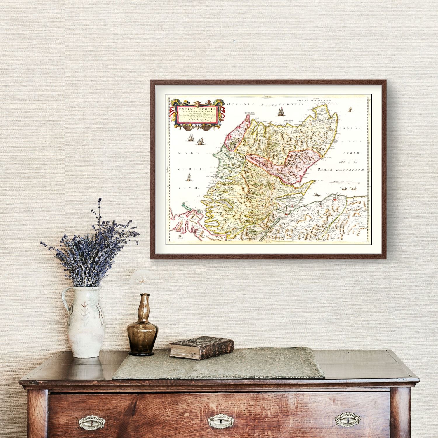 Vintage Map of the Scottish Highlands 1665
