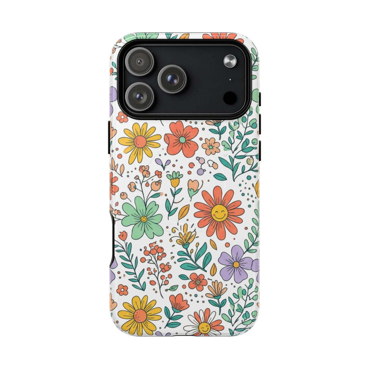Floral Doodle Tough Magnetic Phone Case – Colorful Wildflower Protection