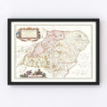 Vintage Map of Aberdeen Scotland 1665