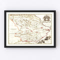 Vintage Map of Angus, Scotland 1665