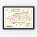 Vintage Map of Bretagne (Brittany), France 1665