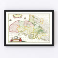 Vintage Map of Pays de Caux, France 1665