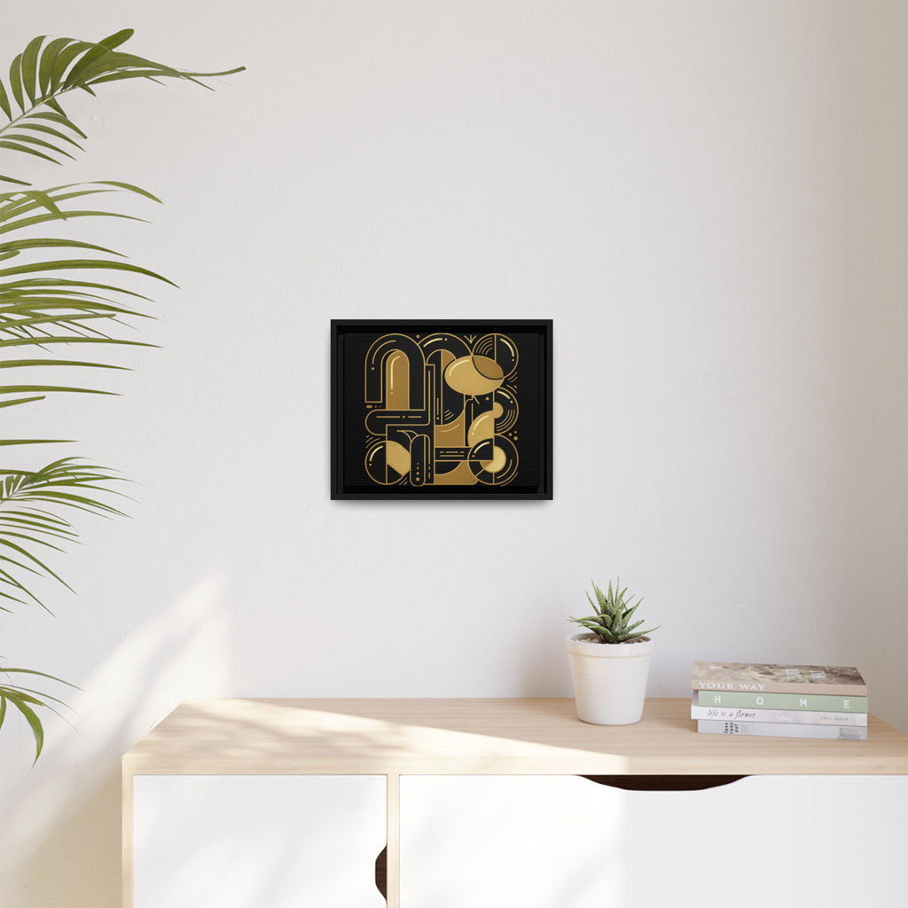 Gold Geometric Art Print — Framed Matte Canvas