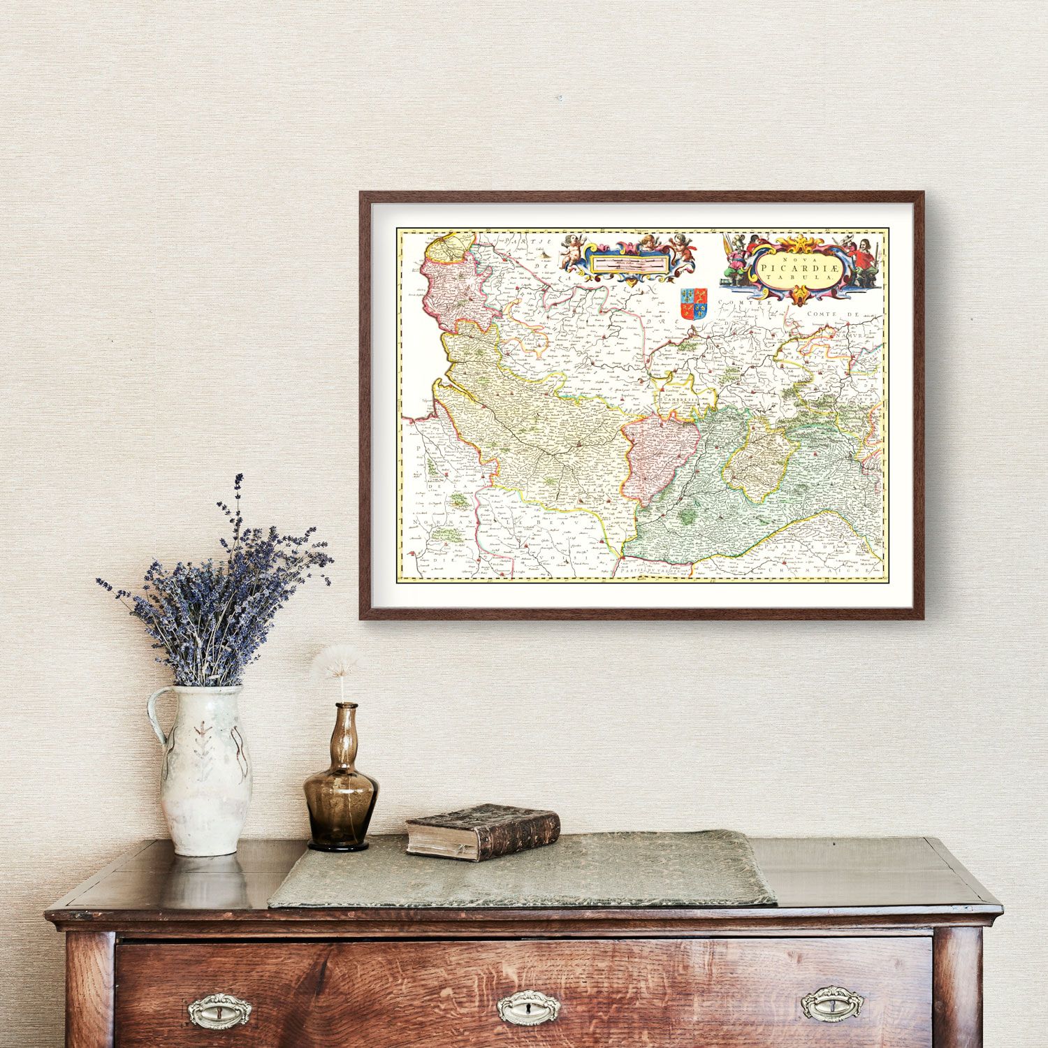 Vintage Map of Picardy, France 1665