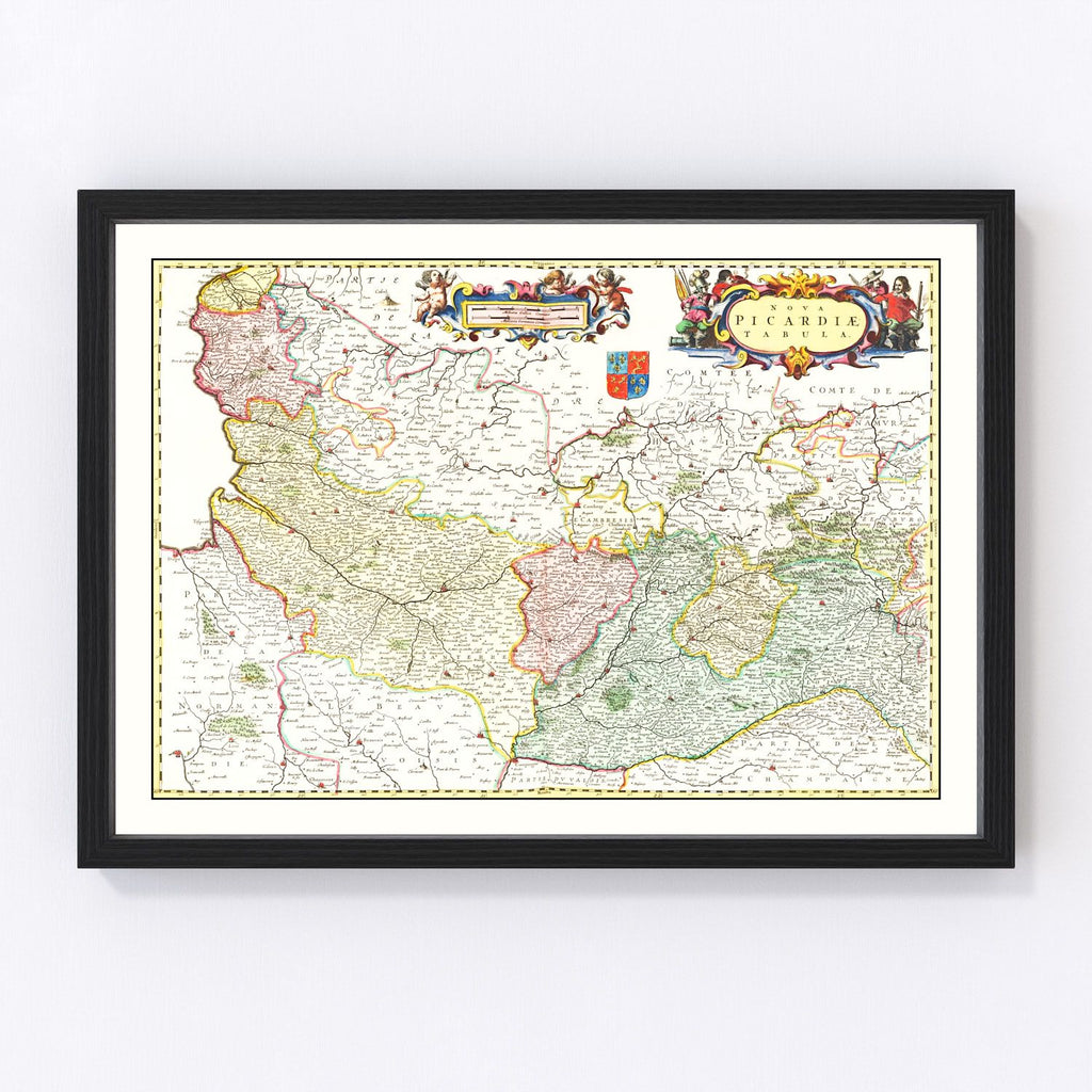 Vintage Map of Picardy, France 1665