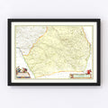 Vintage Map of Southern Champagne, France 1665