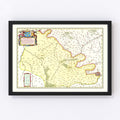 Vintage Map of Paris Region of France 1665