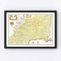 Vintage Map of Languedoc, France 1665