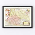 Vintage Map of Gascony, France 1665