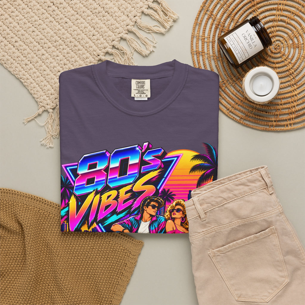 80s Vibes retro car scene T-shirt | neon palm sunset