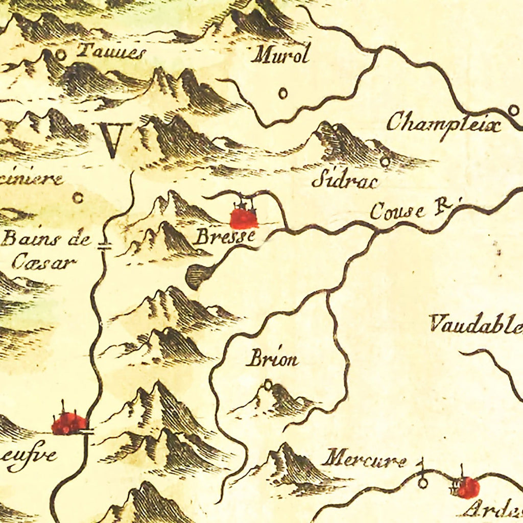 Vintage Map of Auvergne, France 1665