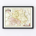 Vintage Map of Auvergne, France 1665