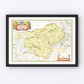 Vintage Map of Bourges & Nevers France 1665