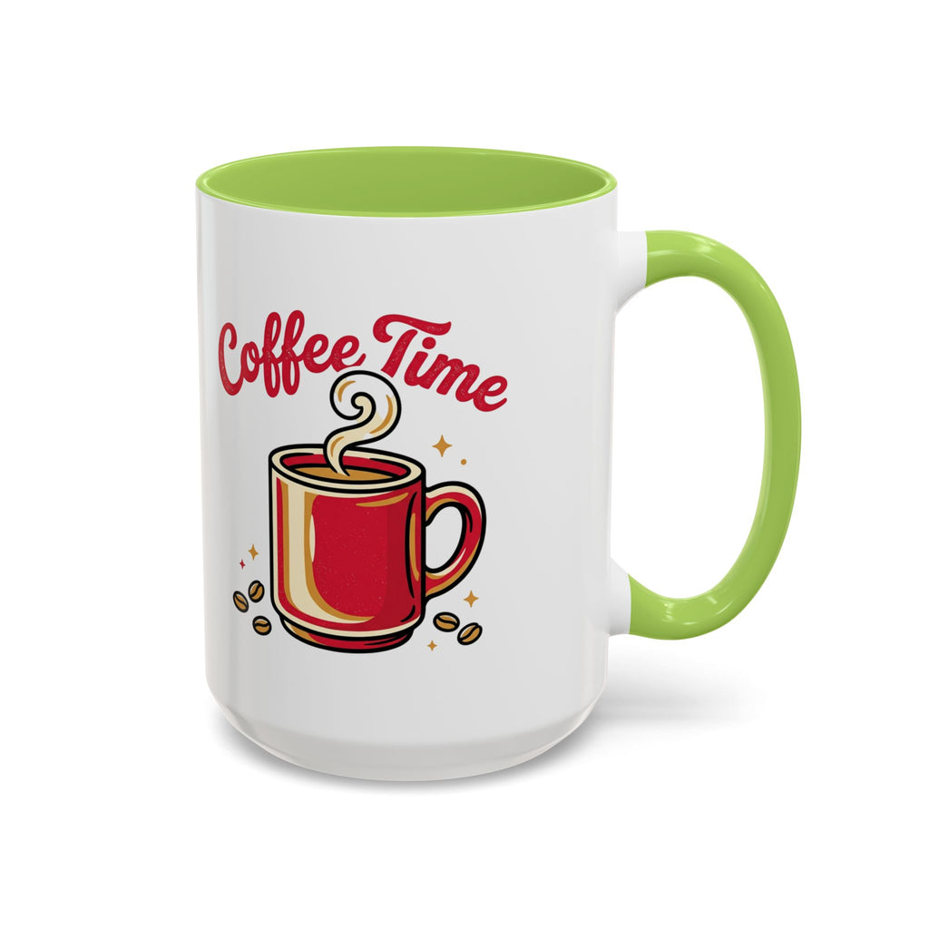 Coffee Mug - "Coffee Time" Red Accent Ceramic Mug (11/15oz)