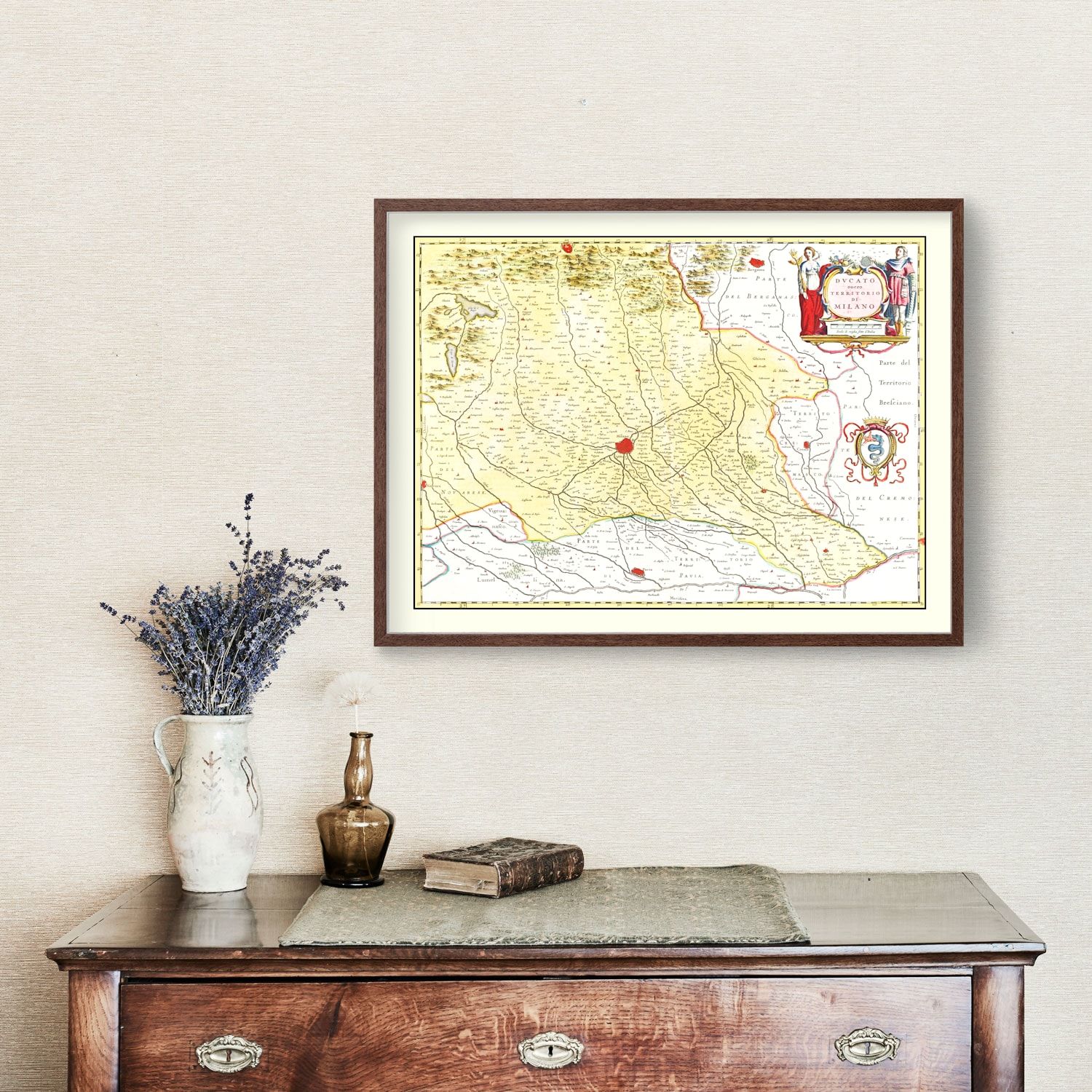 Vintage Map of the Milan Region in Italy 1665