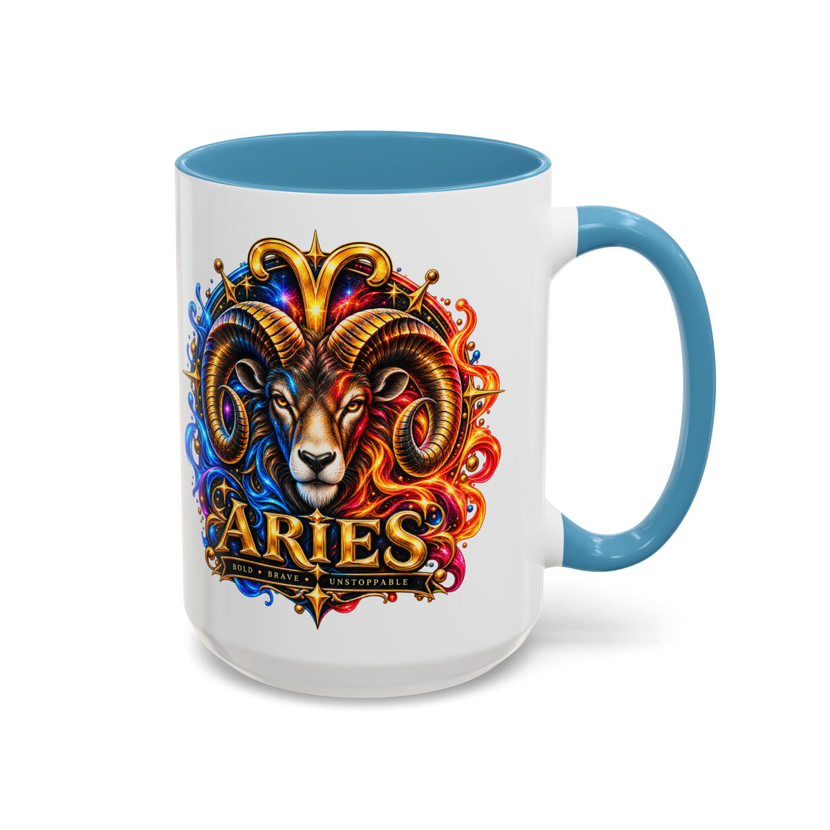 Aries Zodiac Coffee Mug — Colorful Ram Astrology Accent Mug (11/15oz)