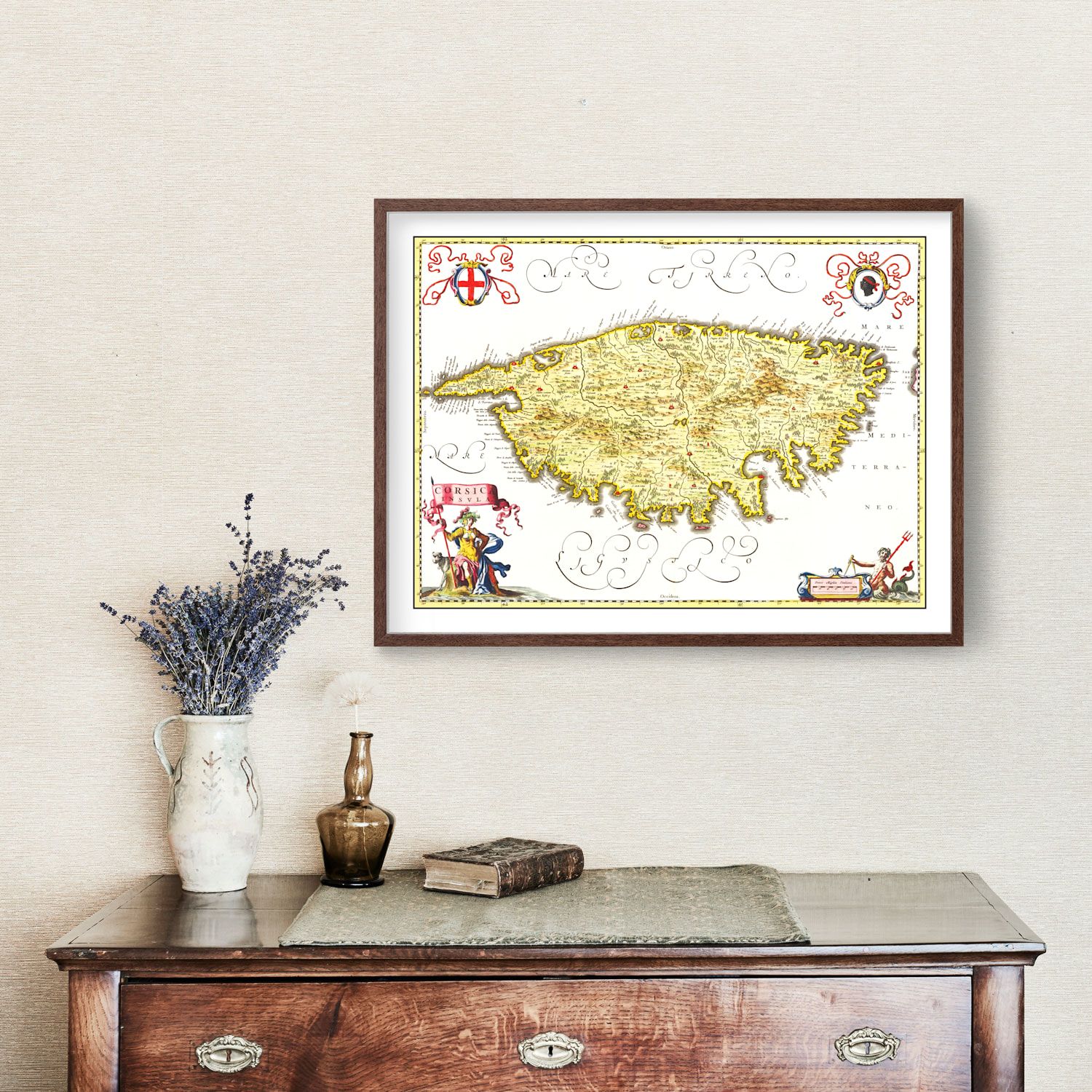 Vintage Map of Corsica, France 1665