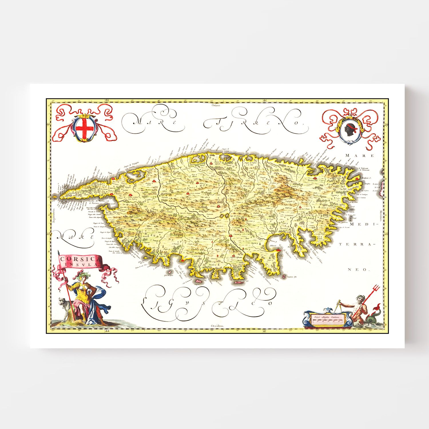Vintage Map of Corsica, France 1665