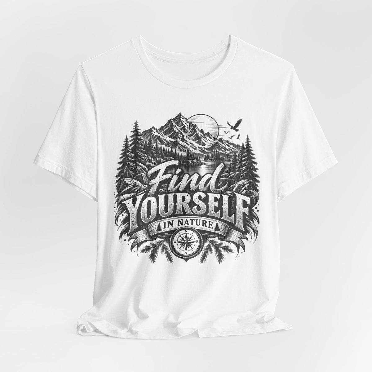 Find Yourself In Nature T-Shirt – Mountain Adventure Graphic Tee