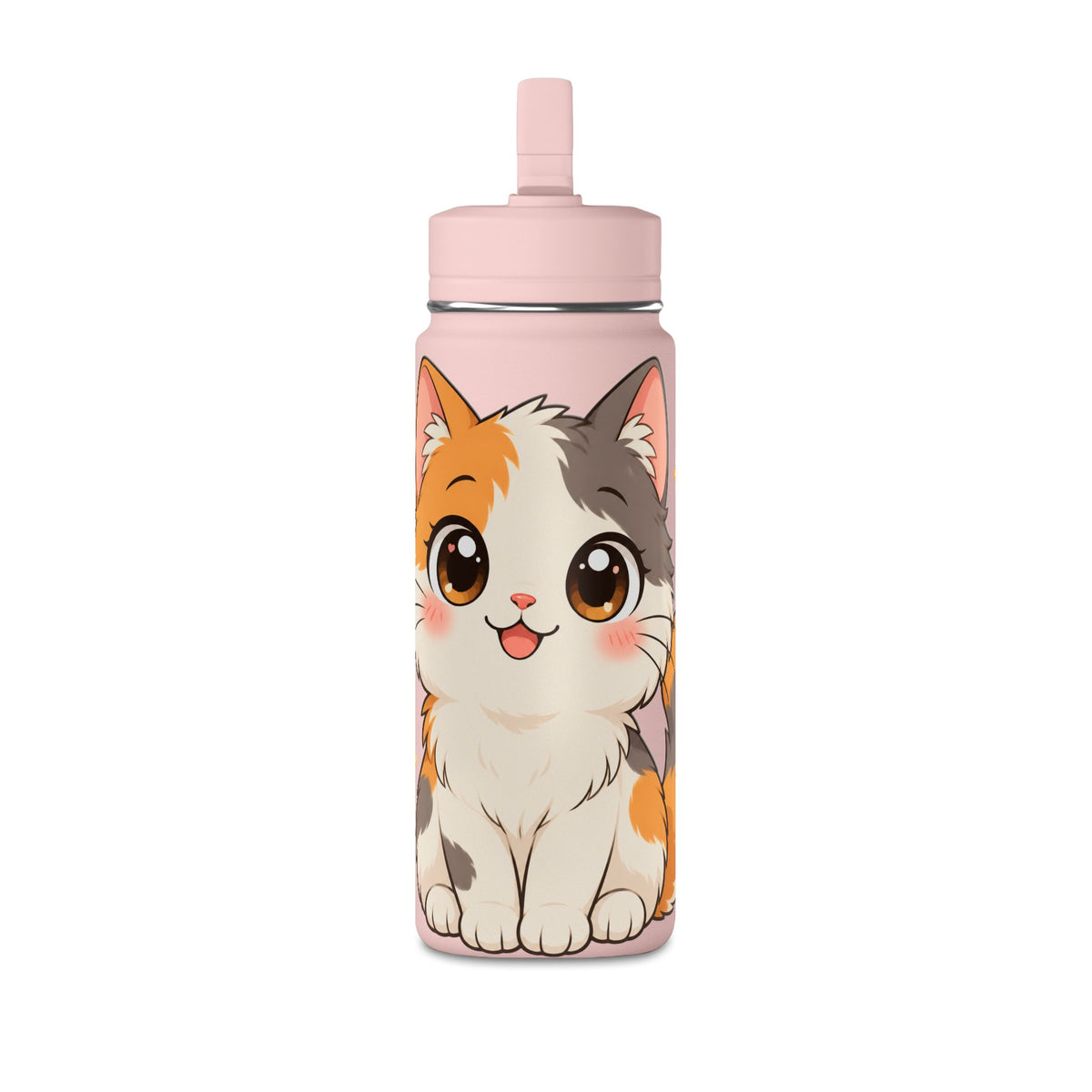 Cute Calico Cat Water Bottle, 20oz