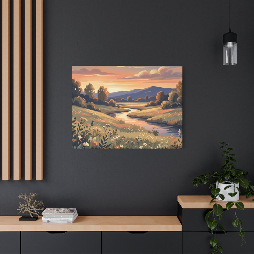 Sunset Meadow Canvas Wall Art