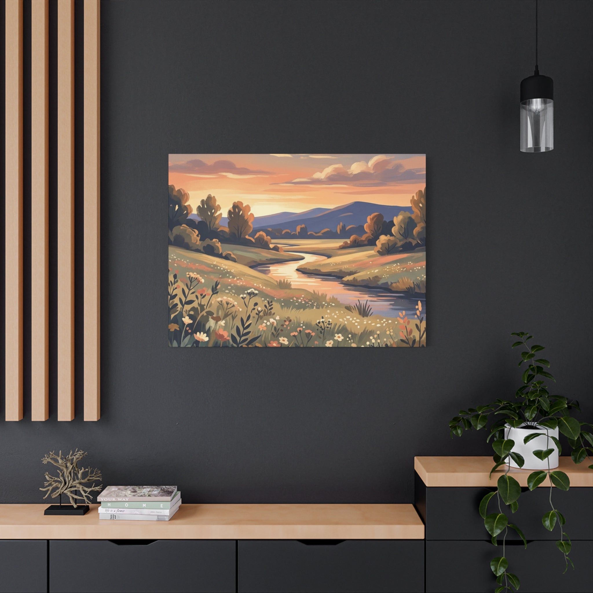 Sunset Meadow Canvas Wall Art