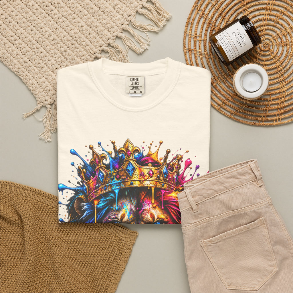 Color Splash Lion Tee — Regal Crown Graphic T-Shirt
