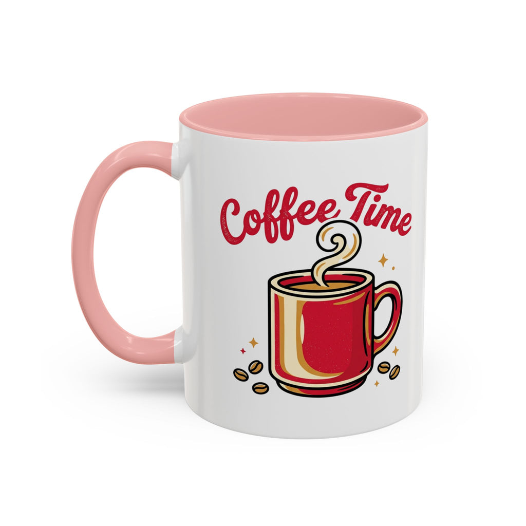 Coffee Mug - "Coffee Time" Red Accent Ceramic Mug (11/15oz)