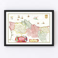 Vintage Map of Portugal 1665