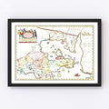Vintage Map of Shantung, China 1665