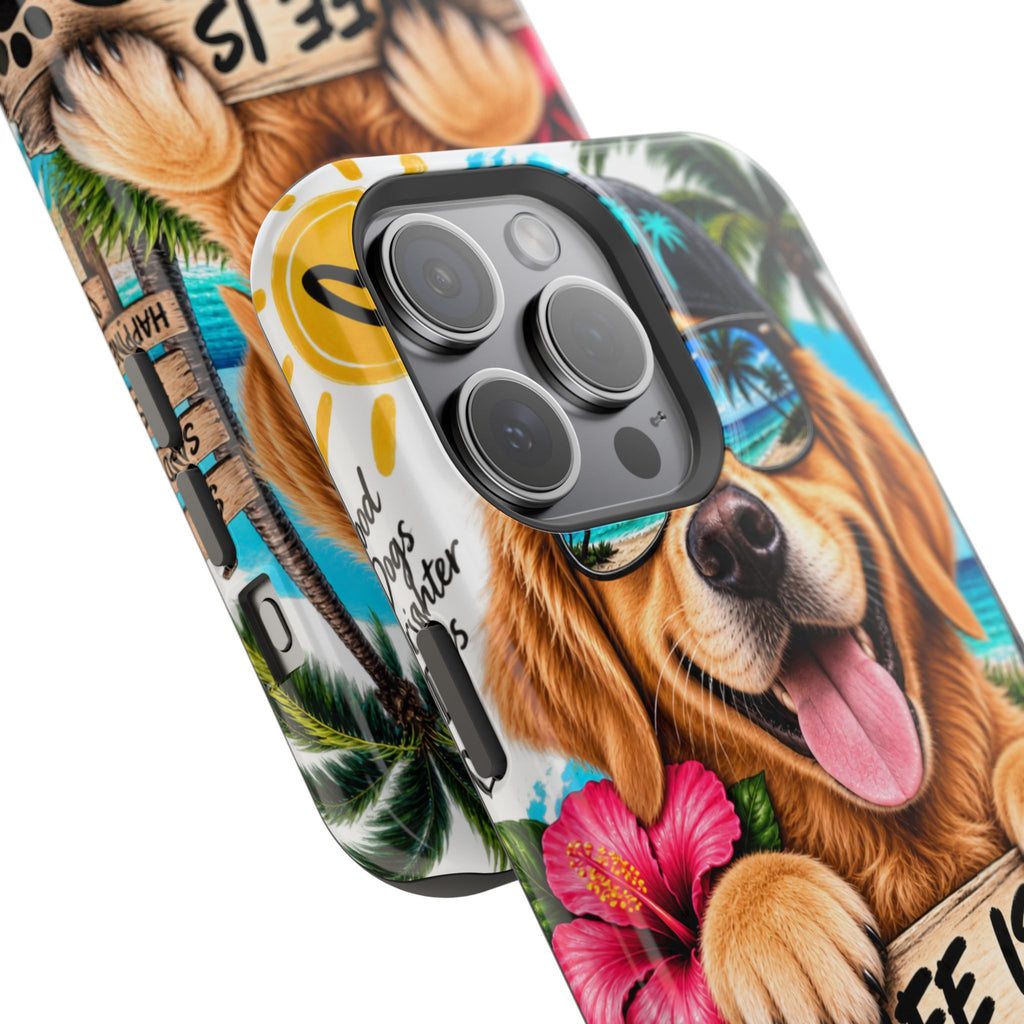 Impact-Resistant Phone Case — "Life Is Better With a Dog" Tropical Dog Design