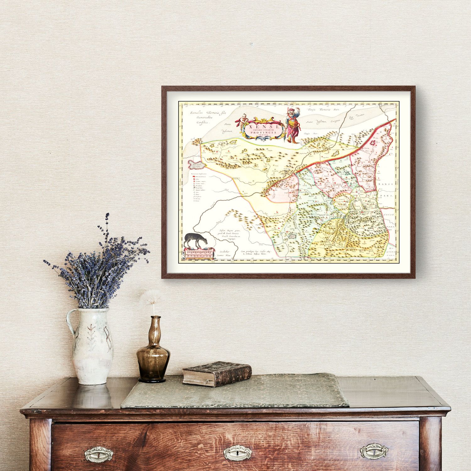 Vintage Map of Xensi, China 1665