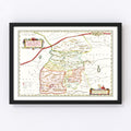Vintage Map of Xansi, China 1665