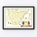 Vintage Map of Southern Ethiopia 1665