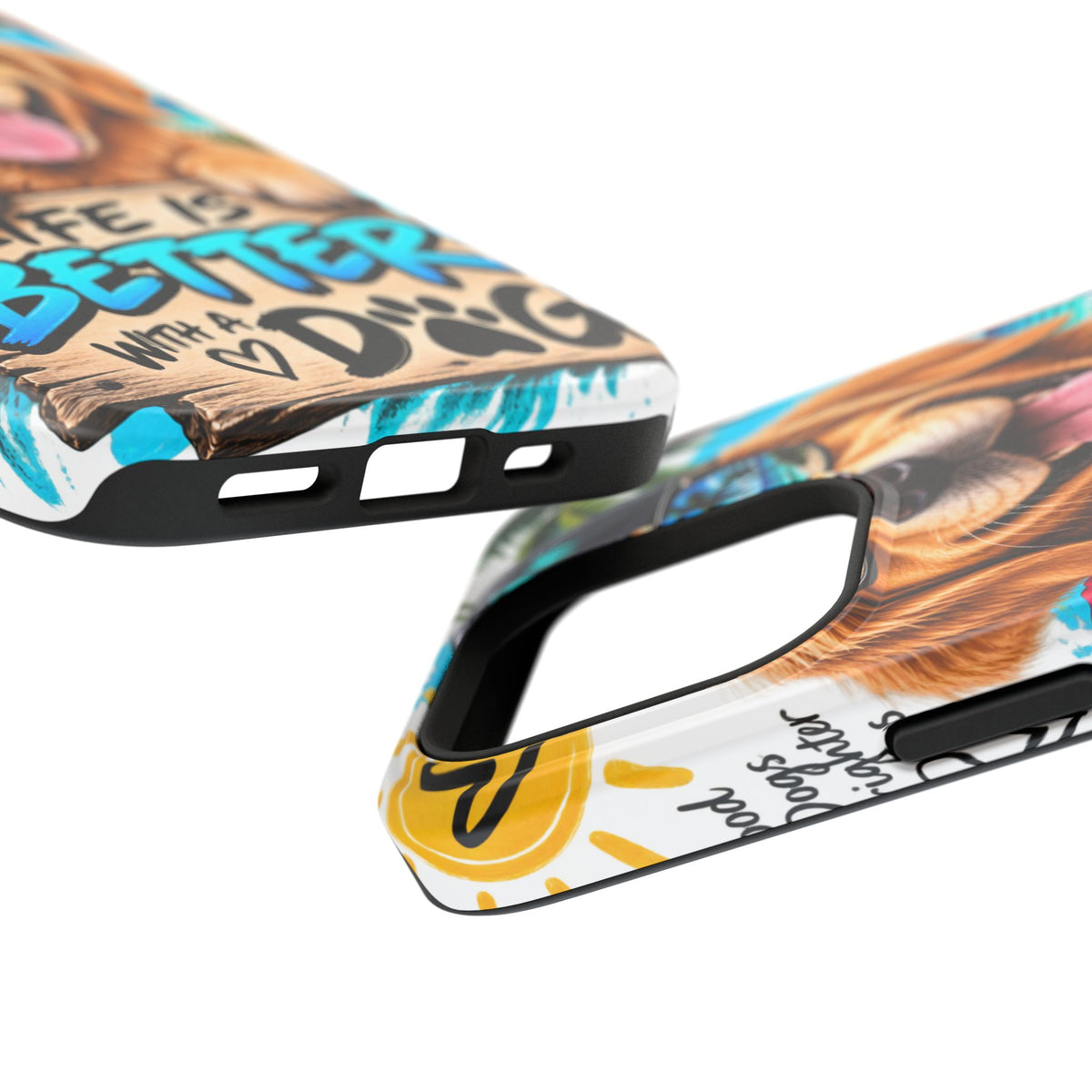 Impact-Resistant Phone Case — "Life Is Better With a Dog" Tropical Dog Design