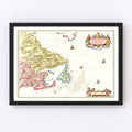 Vintage Map of Eastern Canada 1665