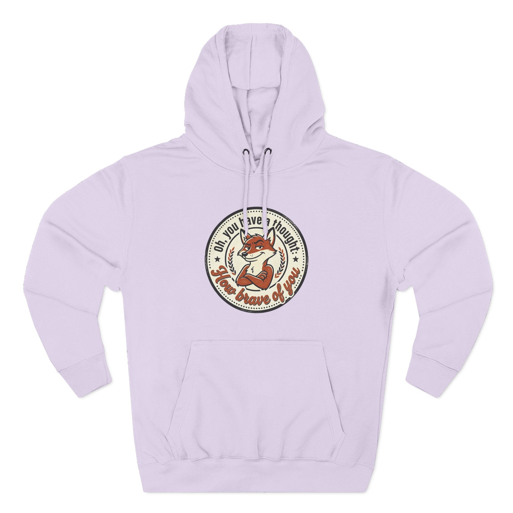 Fox Badge Hoodie — "Be Brave & Kind" Retro Emblem Fleece Hoodie