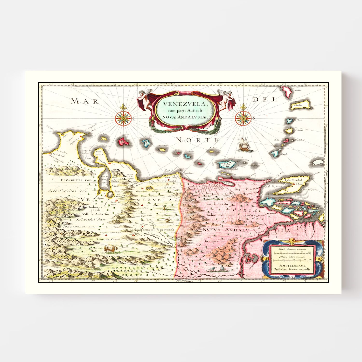 Vintage Map of Venezuela 1665