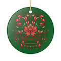 Christmas Candy Cane Ceramic Ornament — 'Merry Christmas' Holiday Tree Decoration