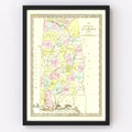 Vintage Map of Alabama 1834