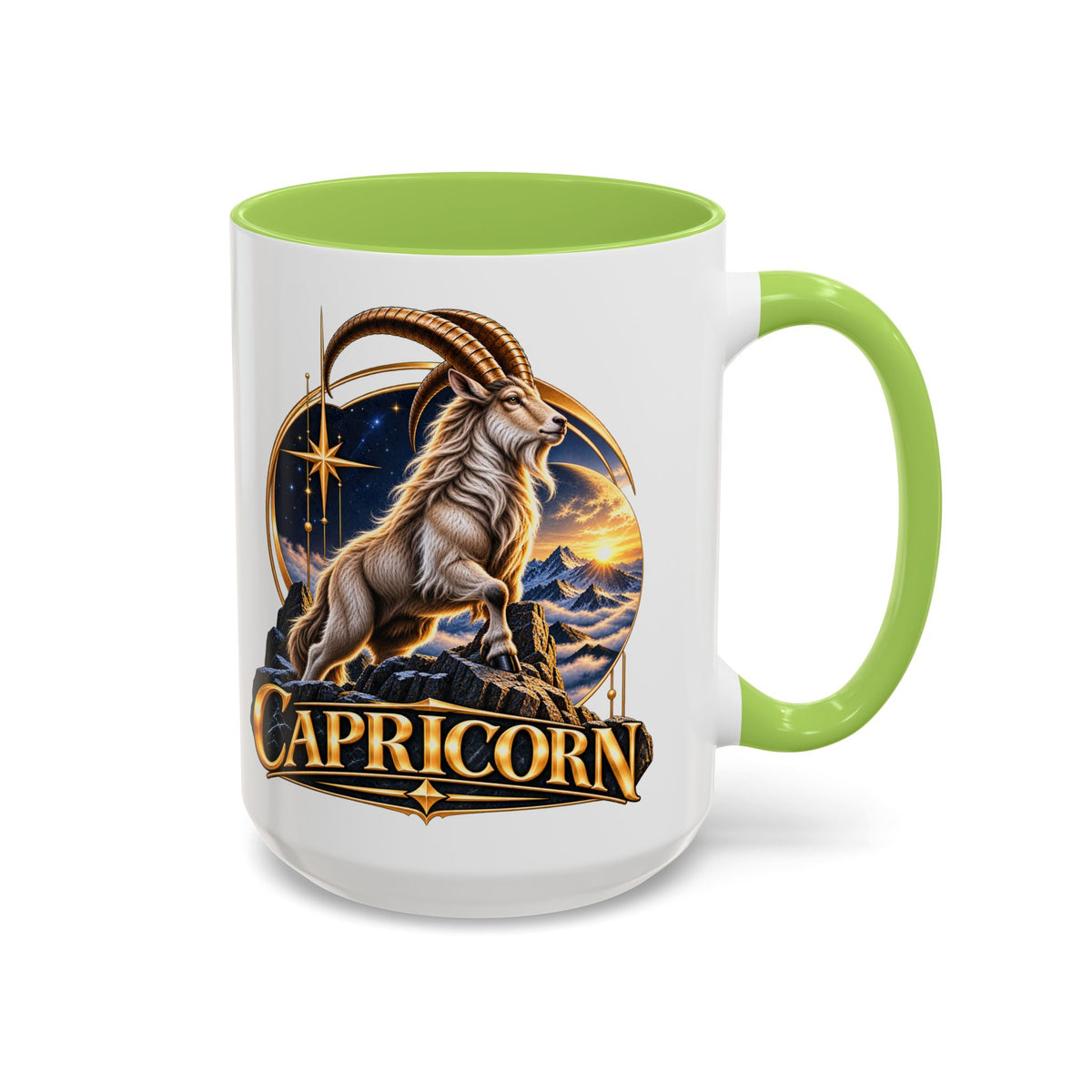 Capricorn Zodiac Coffee Mug — Astrological Goat Accent Mug (11/15oz)